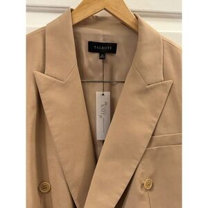 Talbots Kate Fit Blazer Womens 20 Tan Camel Linen Blend Double Breasted NWT